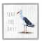 Stupell Industries Seas the Day Sentiment Rustic Nautical Seagull Bird in Gray Frame Wall Art